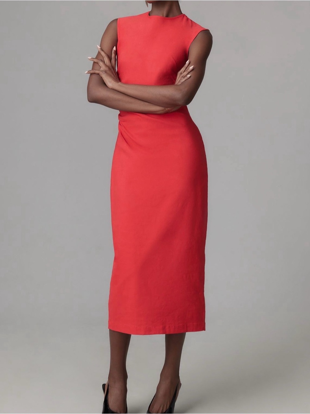 Sleeveless Maeve Anthropologie Red Midi Sheath Dress